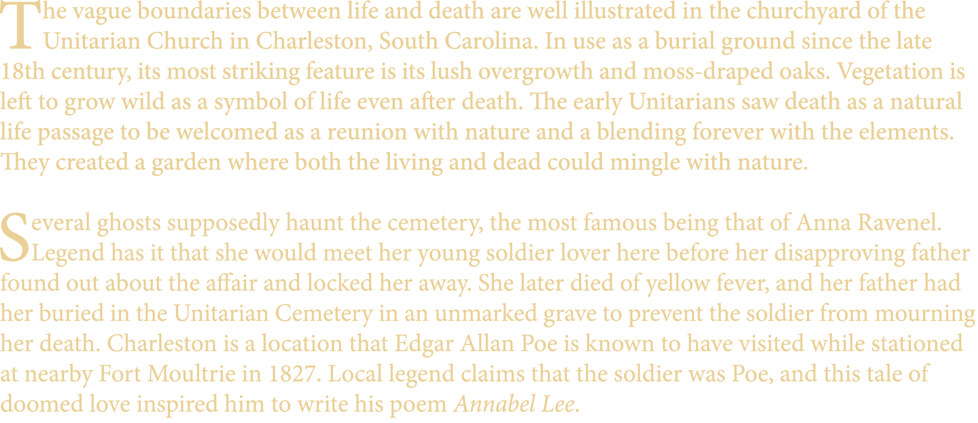 The vague boundaries between life and death are well illustrated in the churchyard of the Unitarian Church in Charles...